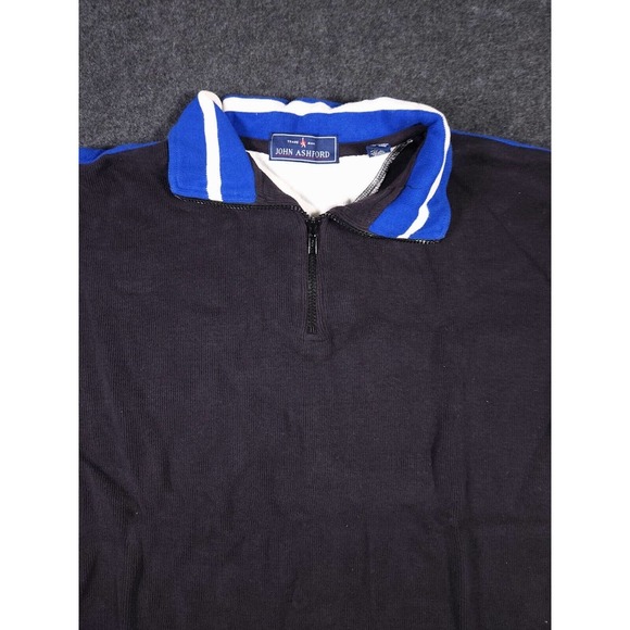 John Ashford Shirt Mens Medium 1/4 Zip Black Long Sleeve Pullover Turtleneck Y2K - Picture 2 of 12